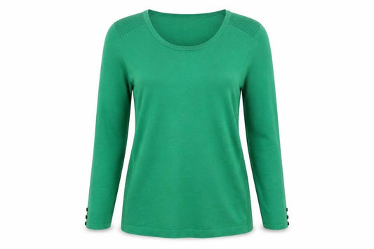 Front view of Planet women’s green jumper, size S