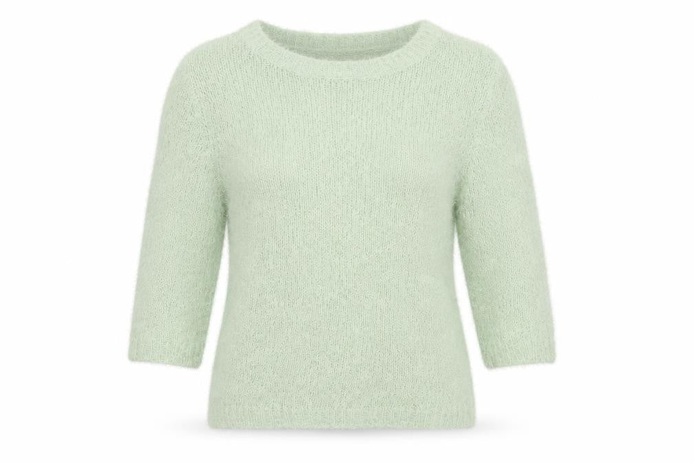 Front view of Dorothy Perkins women’s green jumper, size UK 10