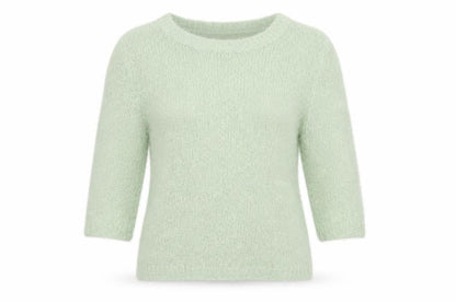 Front view of Dorothy Perkins women’s green jumper, size UK 10