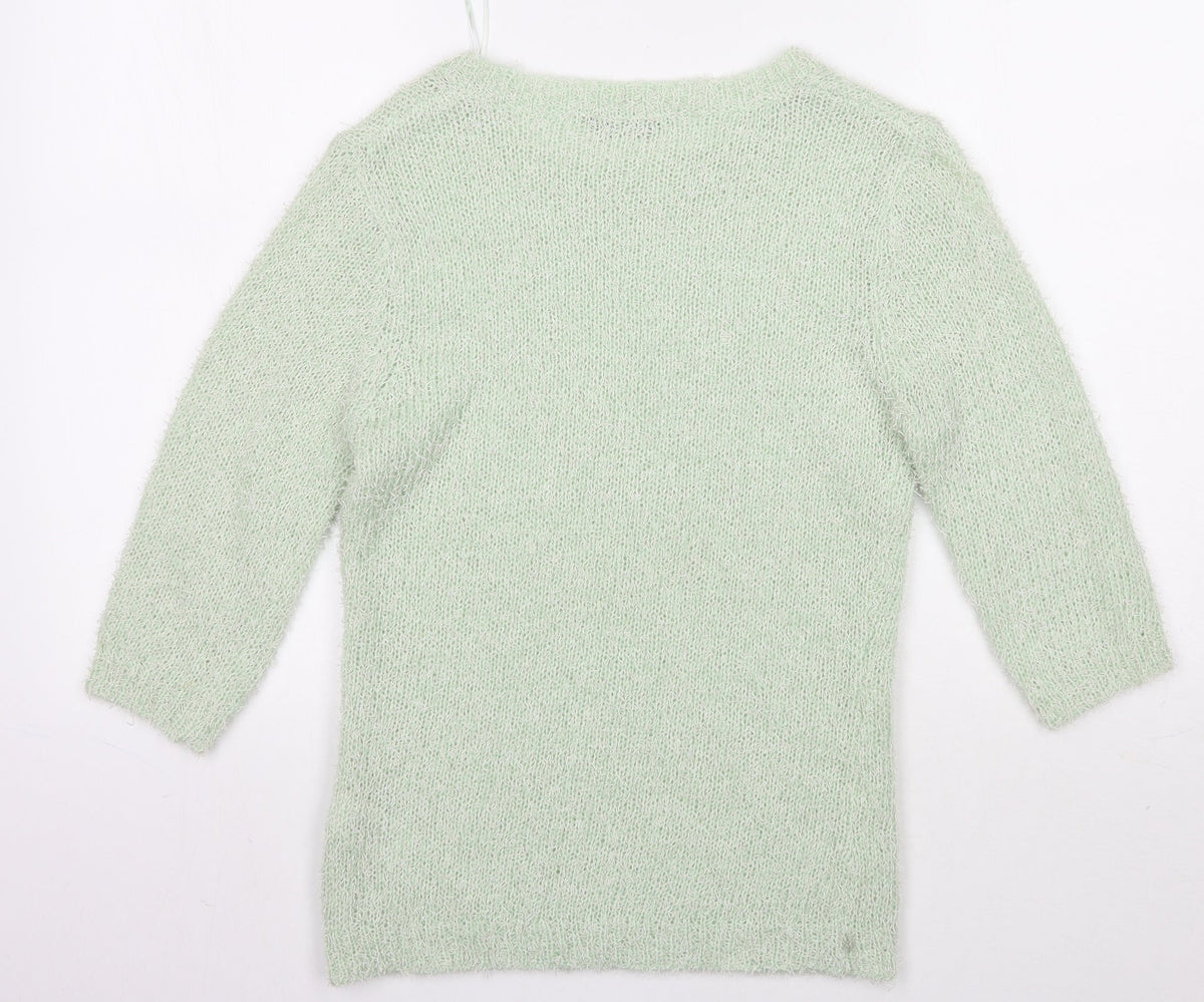Back view of Dorothy Perkins women’s green jumper, size UK 10