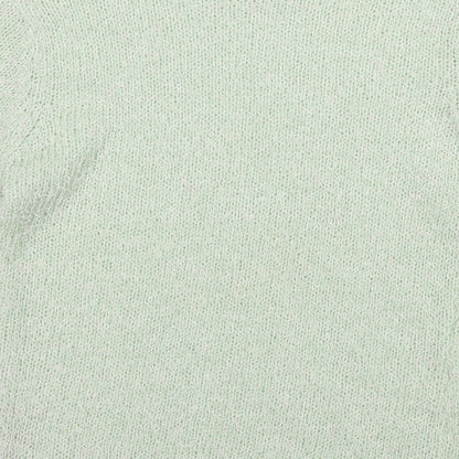 Brand and care label for Dorothy Perkins women’s green jumper, size UK 10