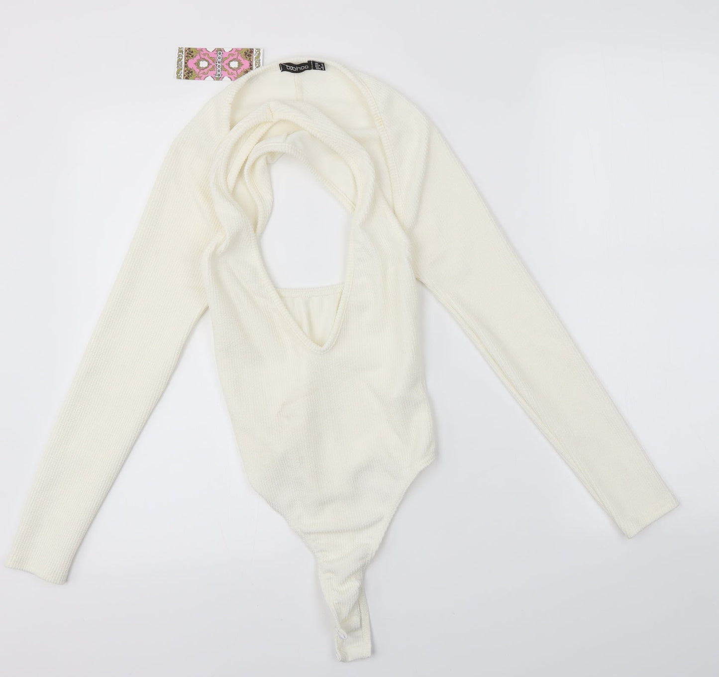 Boohoo Womens Ivory   Bodysuit One-Piece Size 6