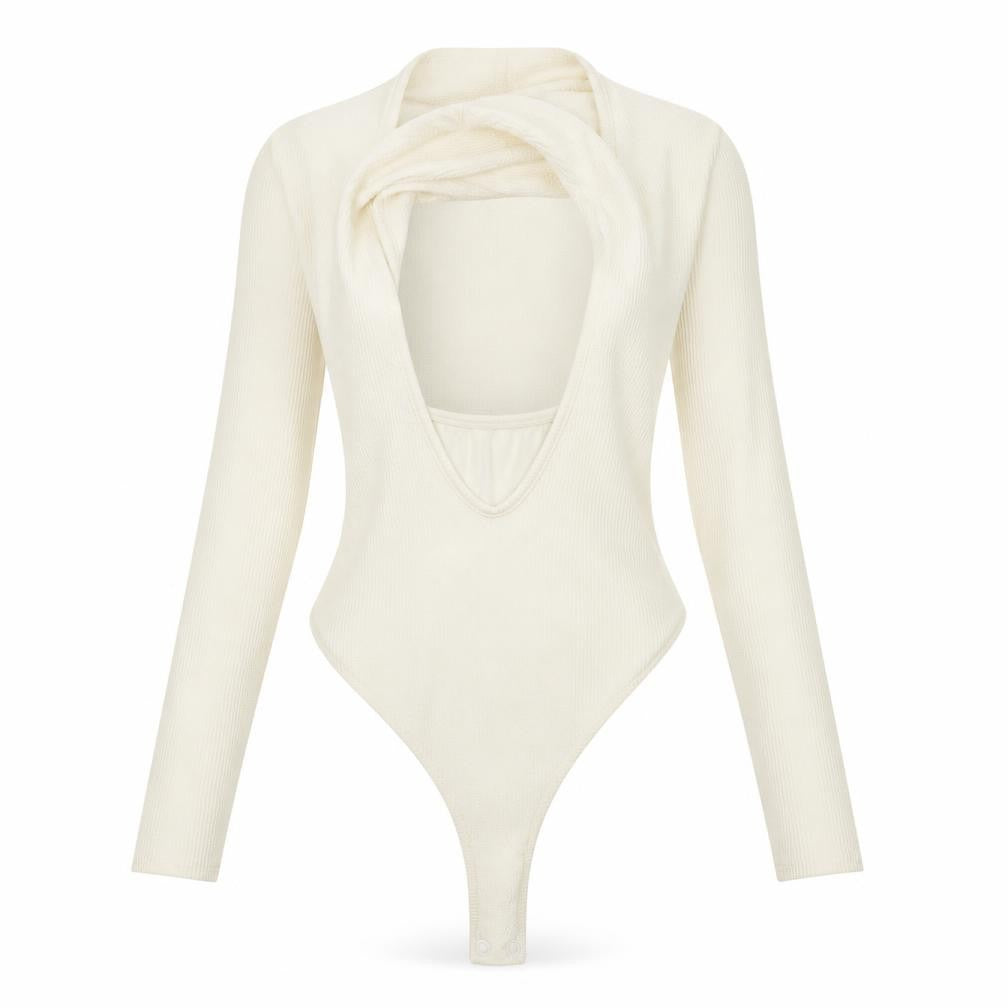 Womens UK Size 6 Boohoo One-Piece Ivory Bodysuit