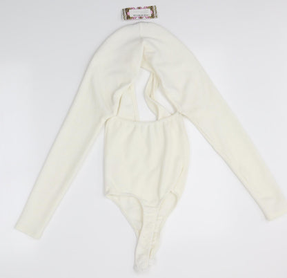 Boohoo Womens Ivory   Bodysuit One-Piece Size 6