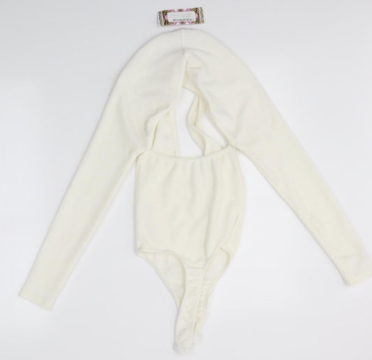 Boohoo Womens Ivory   Bodysuit One-Piece Size 6