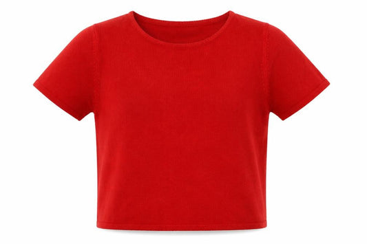 Front view of Berkertex women’s red jumper, size UK 12