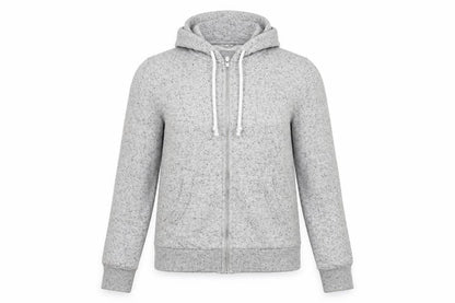 Front view of H&M women’s grey henley hoodie, size M