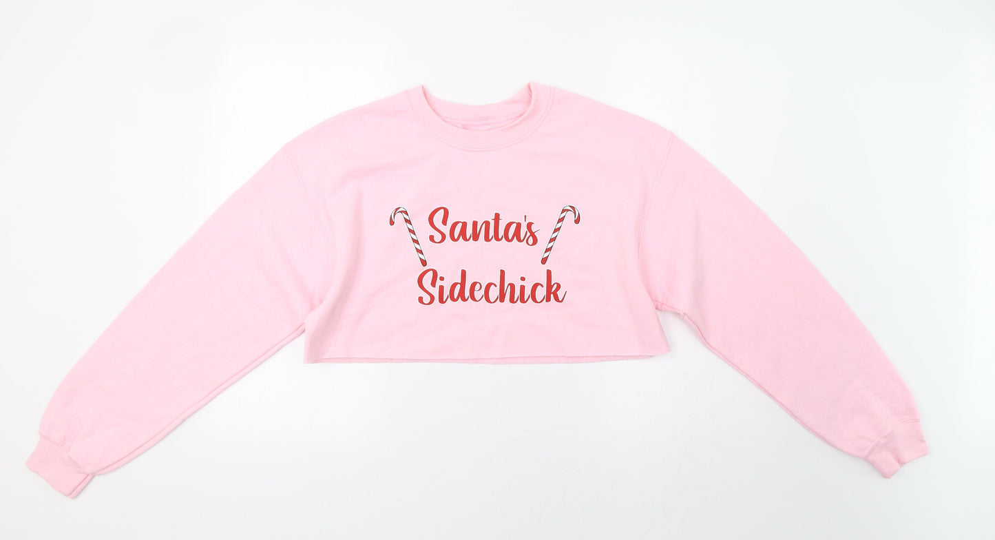 Pretty Little Thing Womens Pink   Pullover Sweatshirt Size S  - Xmas Santa