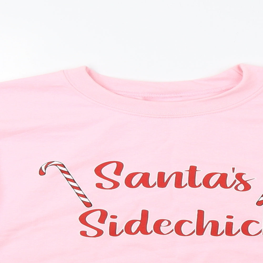 Pretty Little Thing Womens Pink   Pullover Sweatshirt Size S  - Xmas Santa