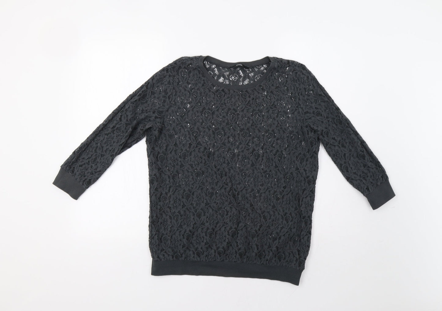 George Womens Grey Floral  Basic Blouse Size 14