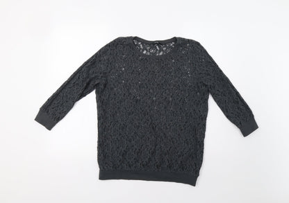 George Womens Grey Floral  Basic Blouse Size 14