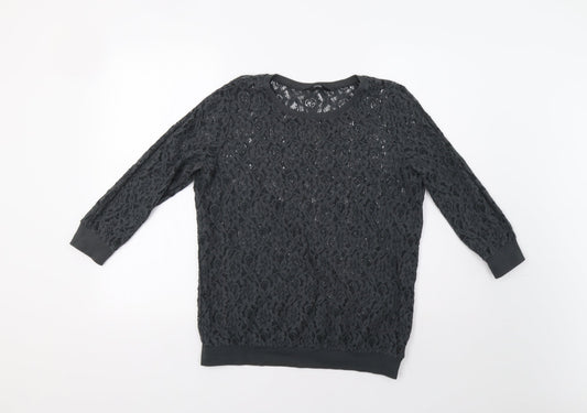 George Womens Grey Floral  Basic Blouse Size 14