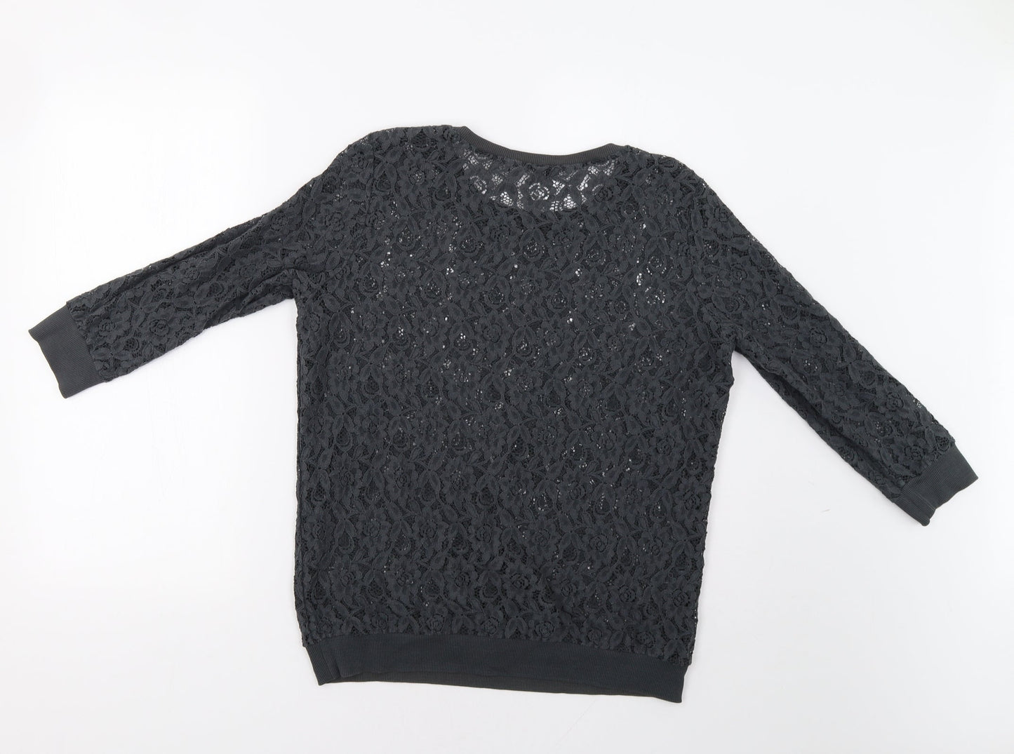 George Womens Grey Floral  Basic Blouse Size 14