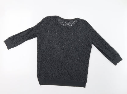 George Womens Grey Floral  Basic Blouse Size 14