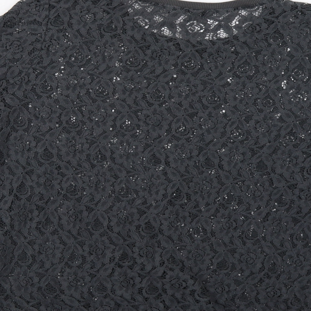 George Womens Grey Floral  Basic Blouse Size 14