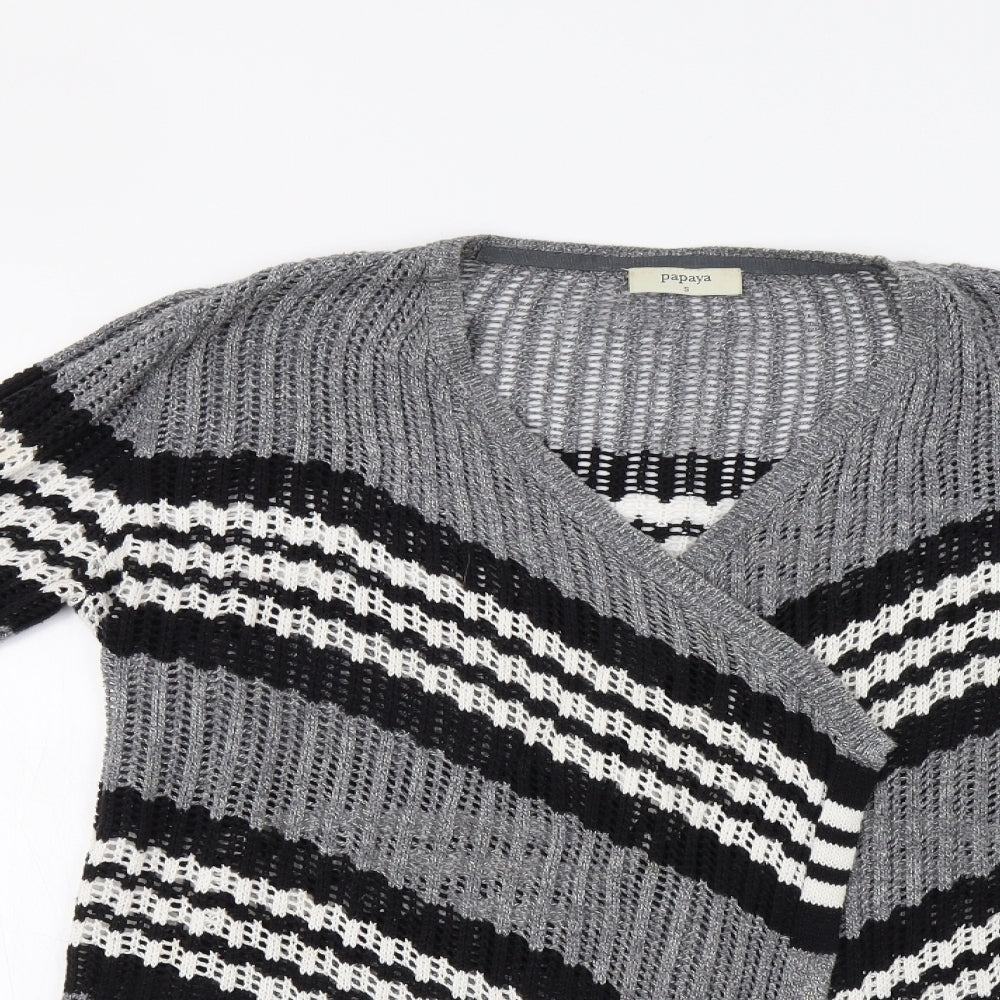 Womens UK Size S Papaya Grey Cardigan Jumper