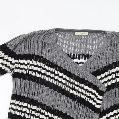 Womens UK Size S Papaya Grey Cardigan Jumper