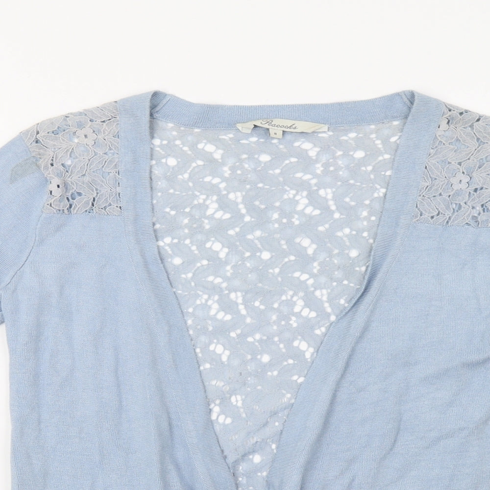 Womens UK Size 8 Peacocs Blue Cardigan Jumper