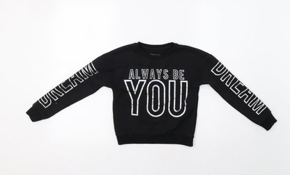 Primark Girls Black   Pullover Sweatshirt Size 7-8 Years  - Be You