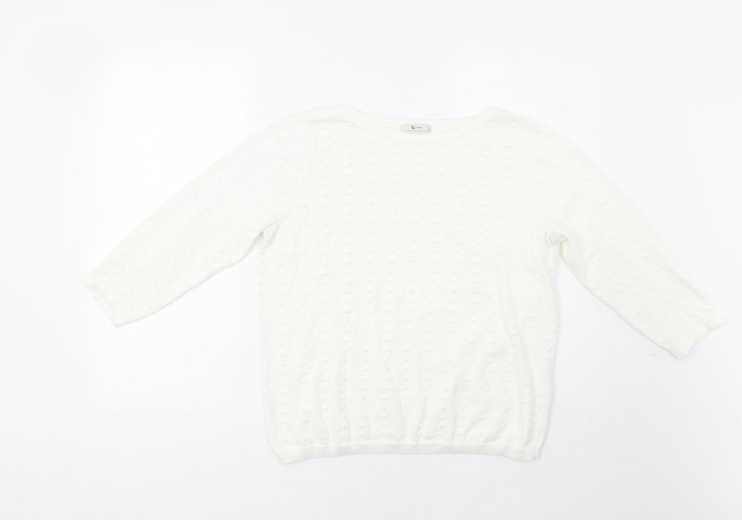 TU Womens White Polka Dot  Pullover Jumper Size 14