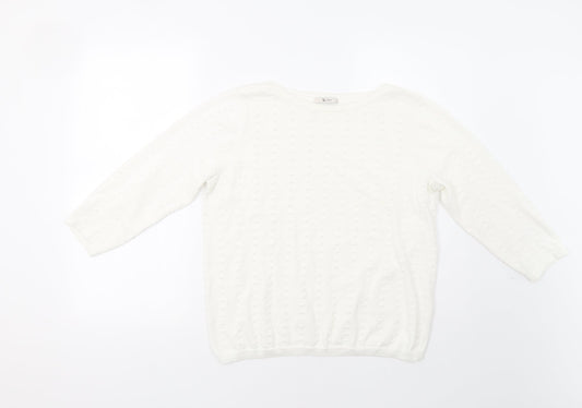 TU Womens White Polka Dot  Pullover Jumper Size 14