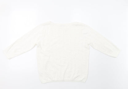 TU Womens White Polka Dot  Pullover Jumper Size 14