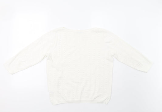 TU Womens White Polka Dot  Pullover Jumper Size 14