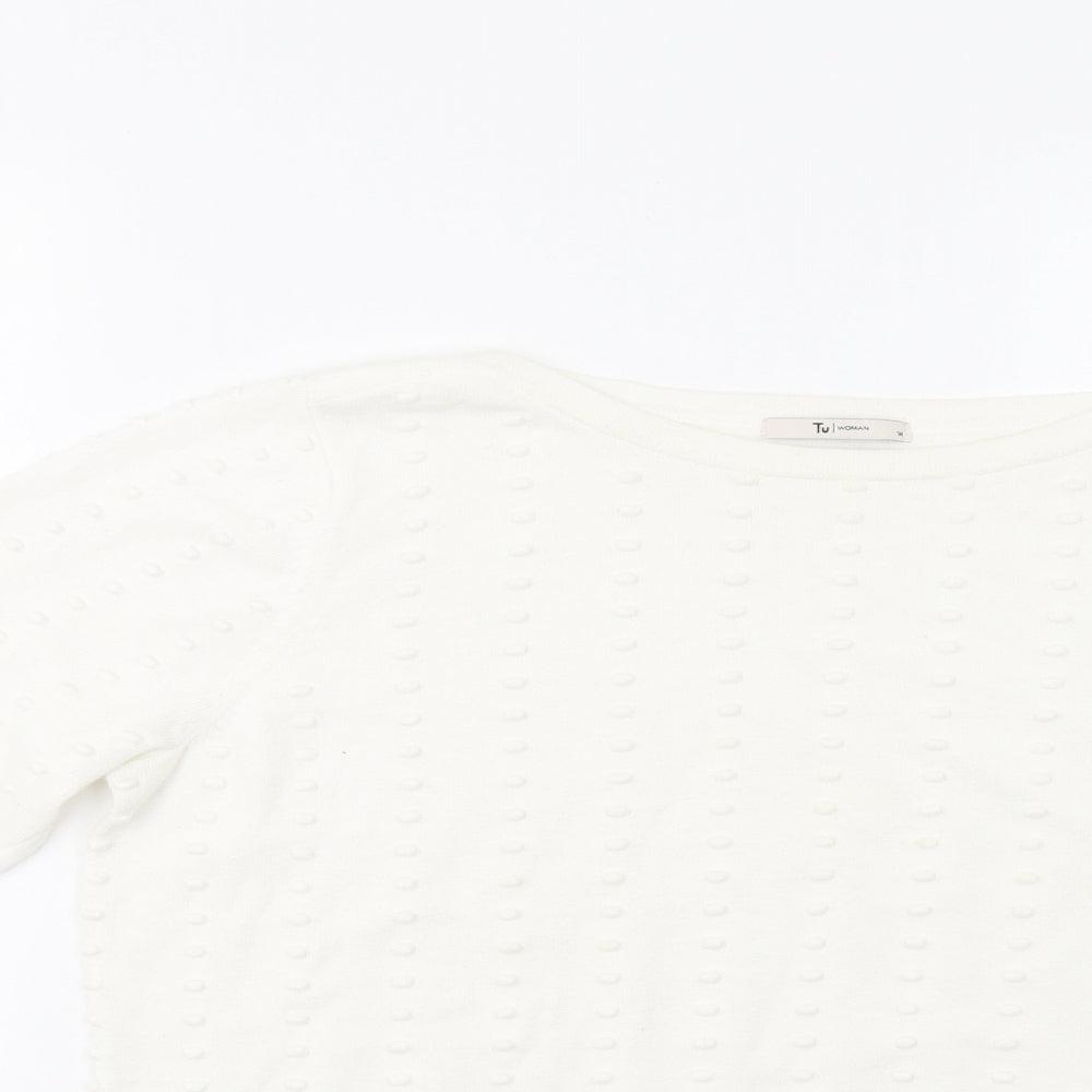 TU Womens White Polka Dot  Pullover Jumper Size 14
