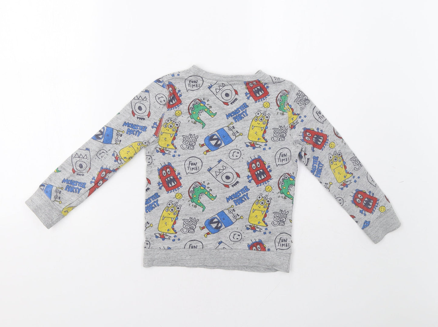 F&F Boys Grey   Pullover Hoodie Size 5-6 Years  - Monster