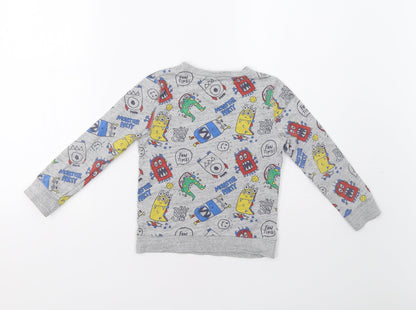 F&F Boys Grey   Pullover Hoodie Size 5-6 Years  - Monster