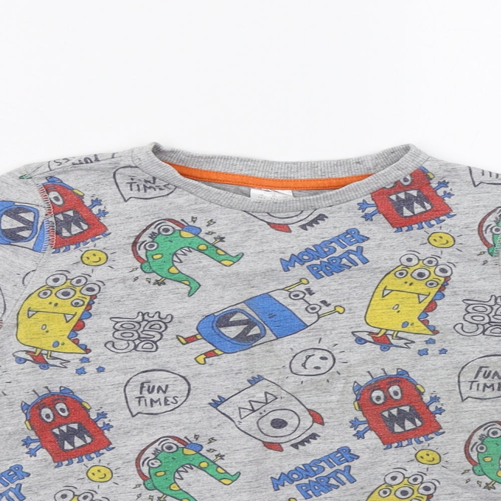 F&F Boys Grey   Pullover Hoodie Size 5-6 Years  - Monster