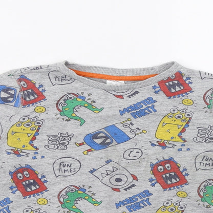 F&F Boys Grey   Pullover Hoodie Size 5-6 Years  - Monster
