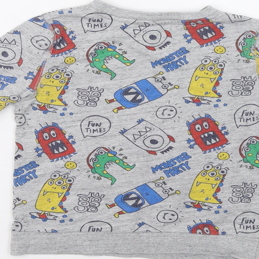 F&F Boys Grey   Pullover Hoodie Size 5-6 Years  - Monster
