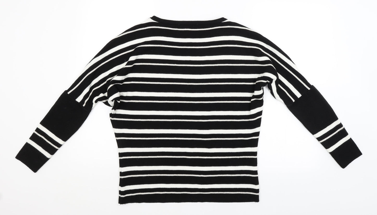 George Womens Black Striped  Pullover Jumper Size S
