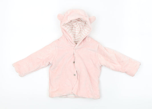 M&S Girls Pink   Basic Coat Coat Size 3-6 Months
