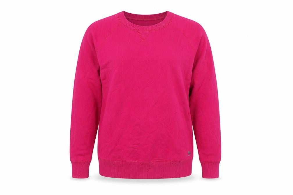 Front view of Decathlon women’s purple pullover sweatshirt, size L