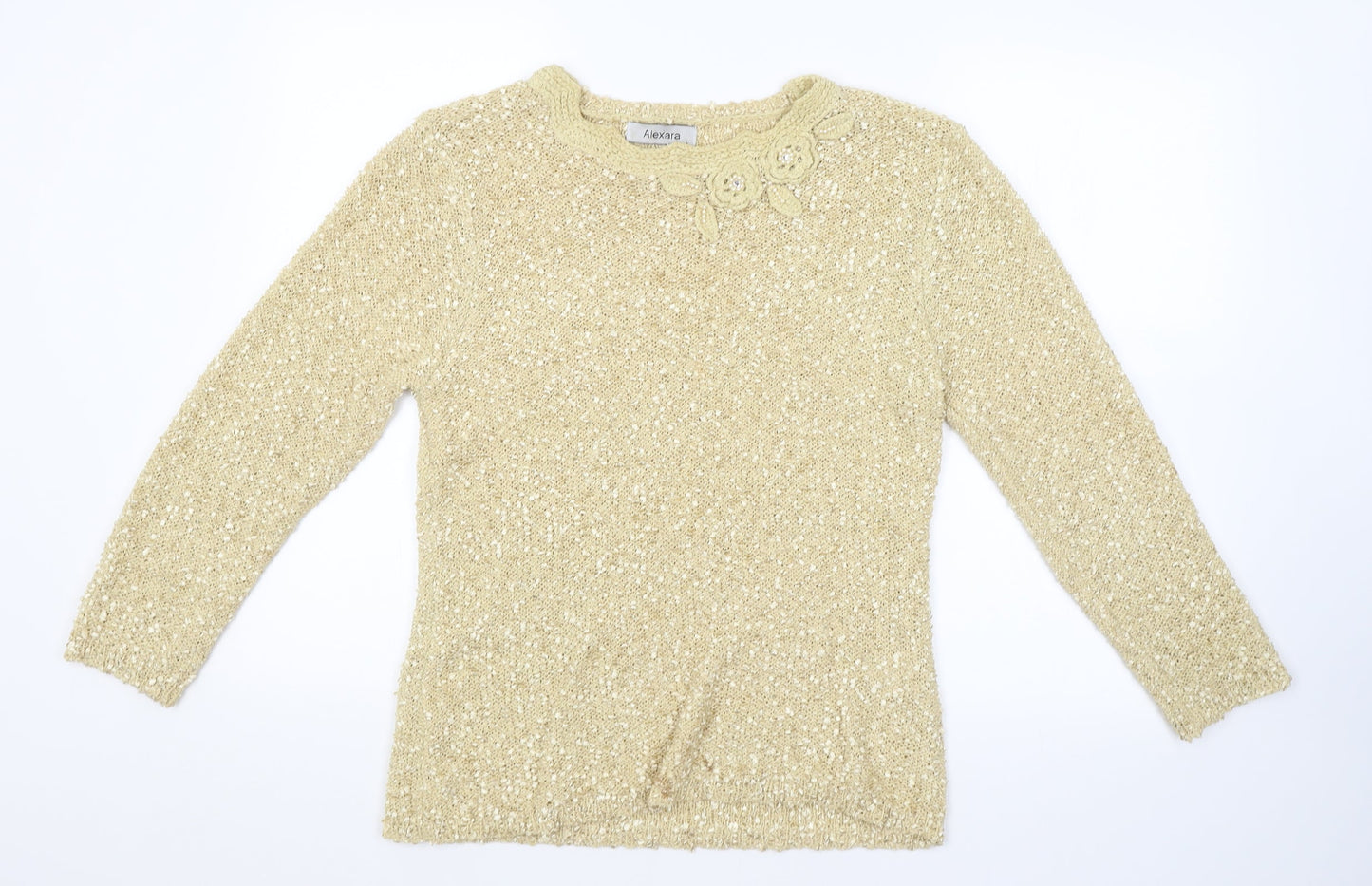 Womens UK Size L ALEXARA Gold Pullover Jumper