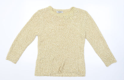 Womens UK Size L ALEXARA Gold Pullover Jumper