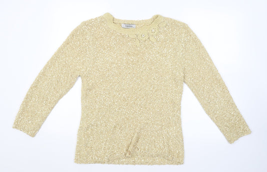 Womens UK Size L ALEXARA Gold Pullover Jumper