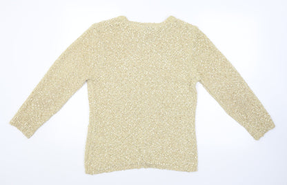 Womens UK Size L ALEXARA Gold Pullover Jumper