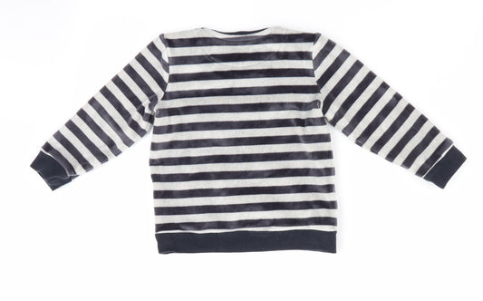 Marks and Spencer Girls Black Striped  Pullover Jumper   - Polar Bear