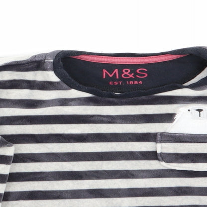 Marks and Spencer Girls Black Striped  Pullover Jumper   - Polar Bear