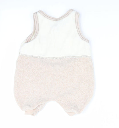 BHS Boys Beige Animal Print  Dungaree One-Piece Size 3-6 Months  - Dog Logo