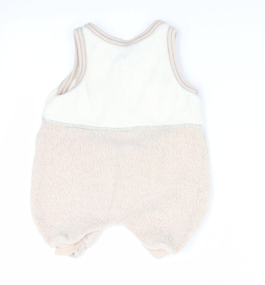 BHS Boys Beige Animal Print  Dungaree One-Piece Size 3-6 Months  - Dog Logo