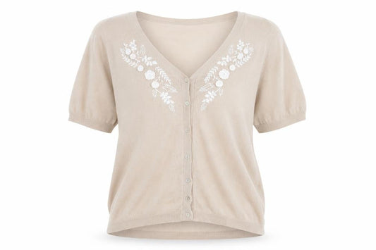 Womens UK Size 10 David Emanuel Beige Cardigan Jumper