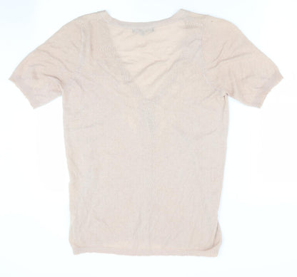 David Emanuel Womens Beige Floral  Cardigan Jumper Size 10