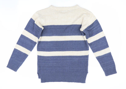 Atmo# Womens Blue Striped  Pullover Jumper Size 8