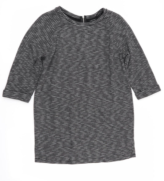 New Look Womens Black Striped  Jumper Dress  Size 14  - Back Zip