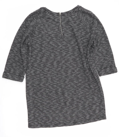 New Look Womens Black Striped  Jumper Dress  Size 14  - Back Zip