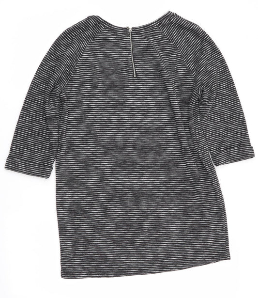 New Look Womens Black Striped  Jumper Dress  Size 14  - Back Zip